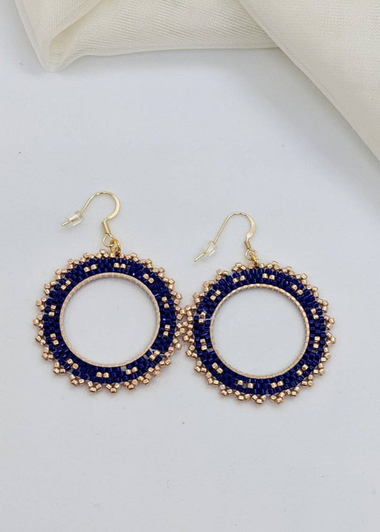 dark blue beaded earrings