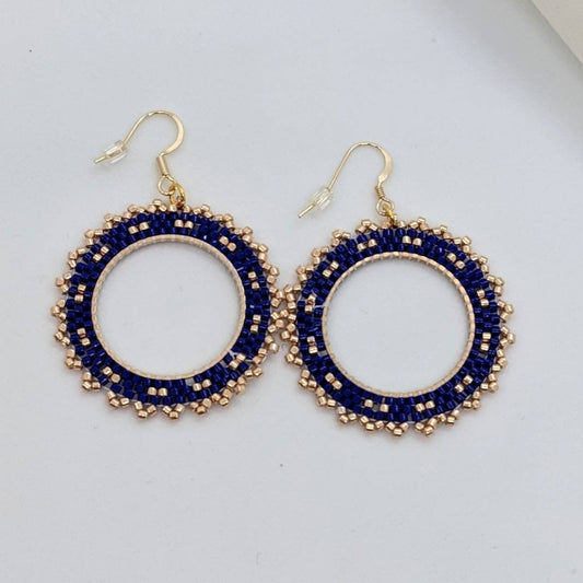 dark blue beaded earrings