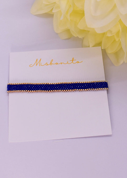 Dark blue bar Miyuki bracelet