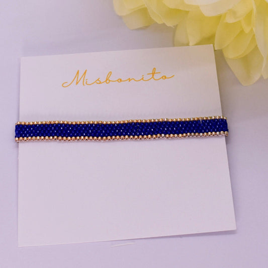 Dark blue bar Miyuki bracelet