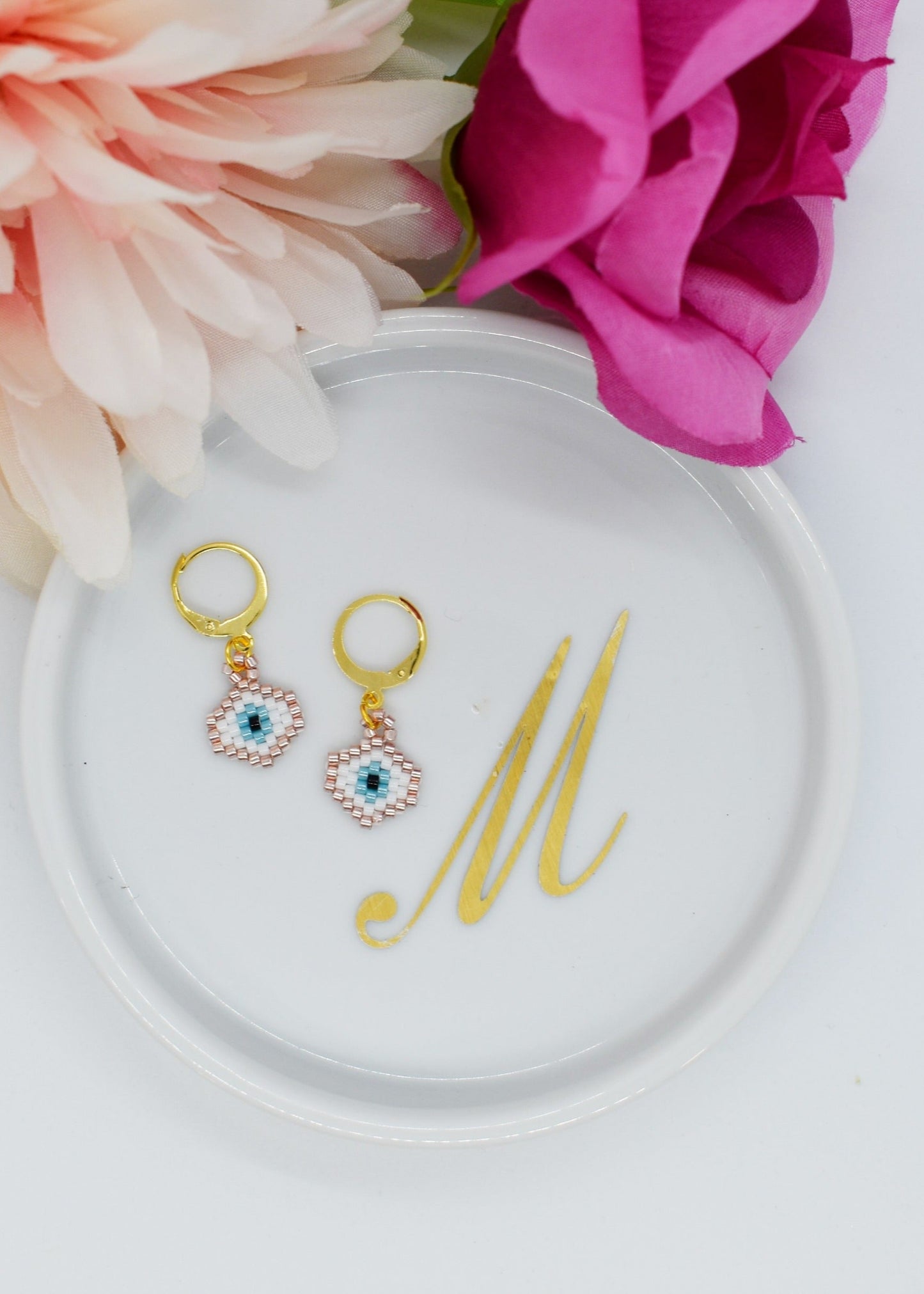 Evil eye hoop earrings