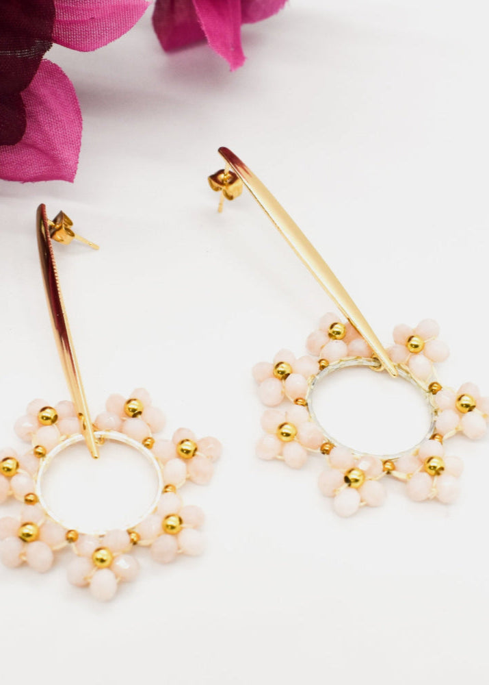 Floral long earrings