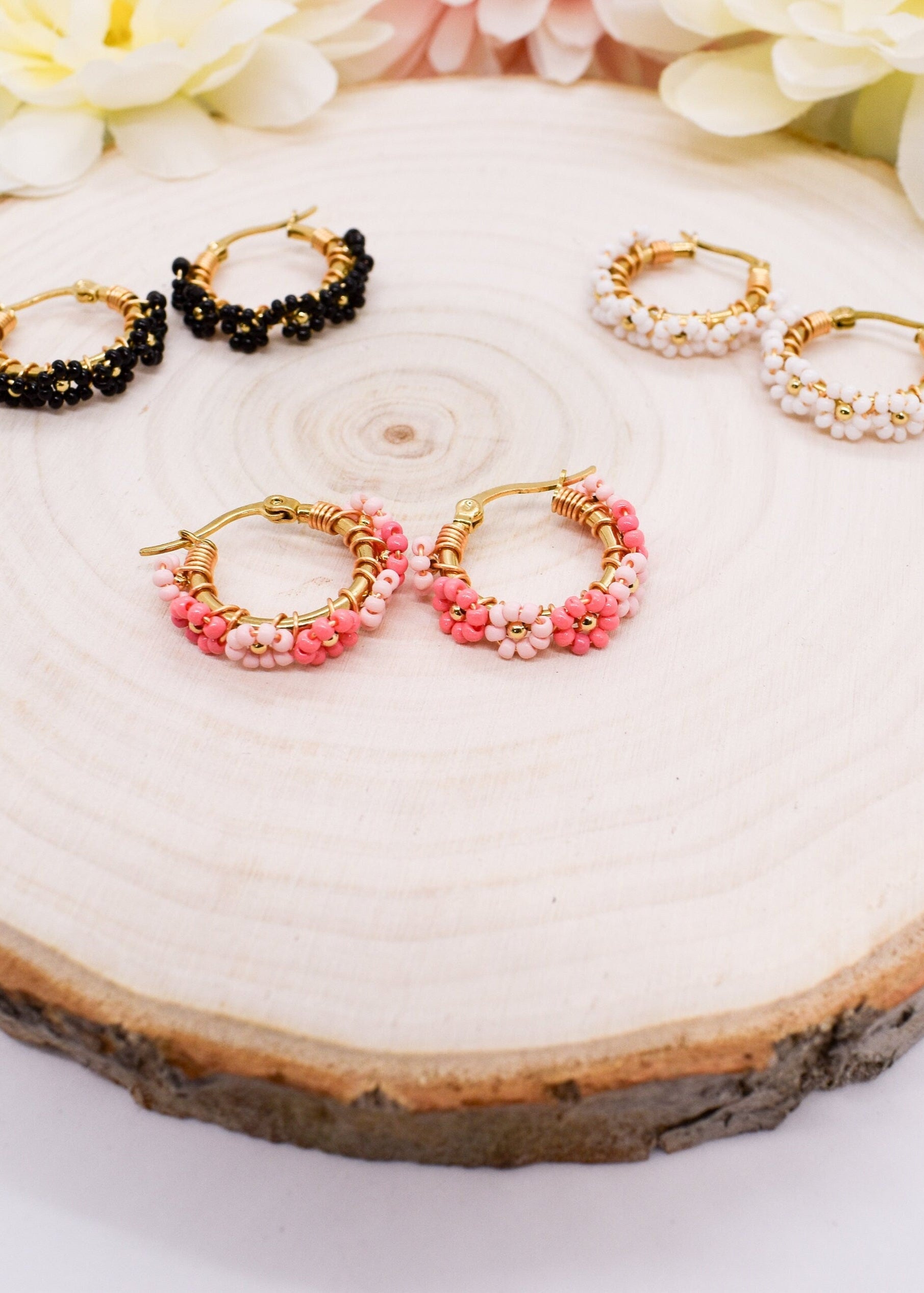 florales hoops earrings