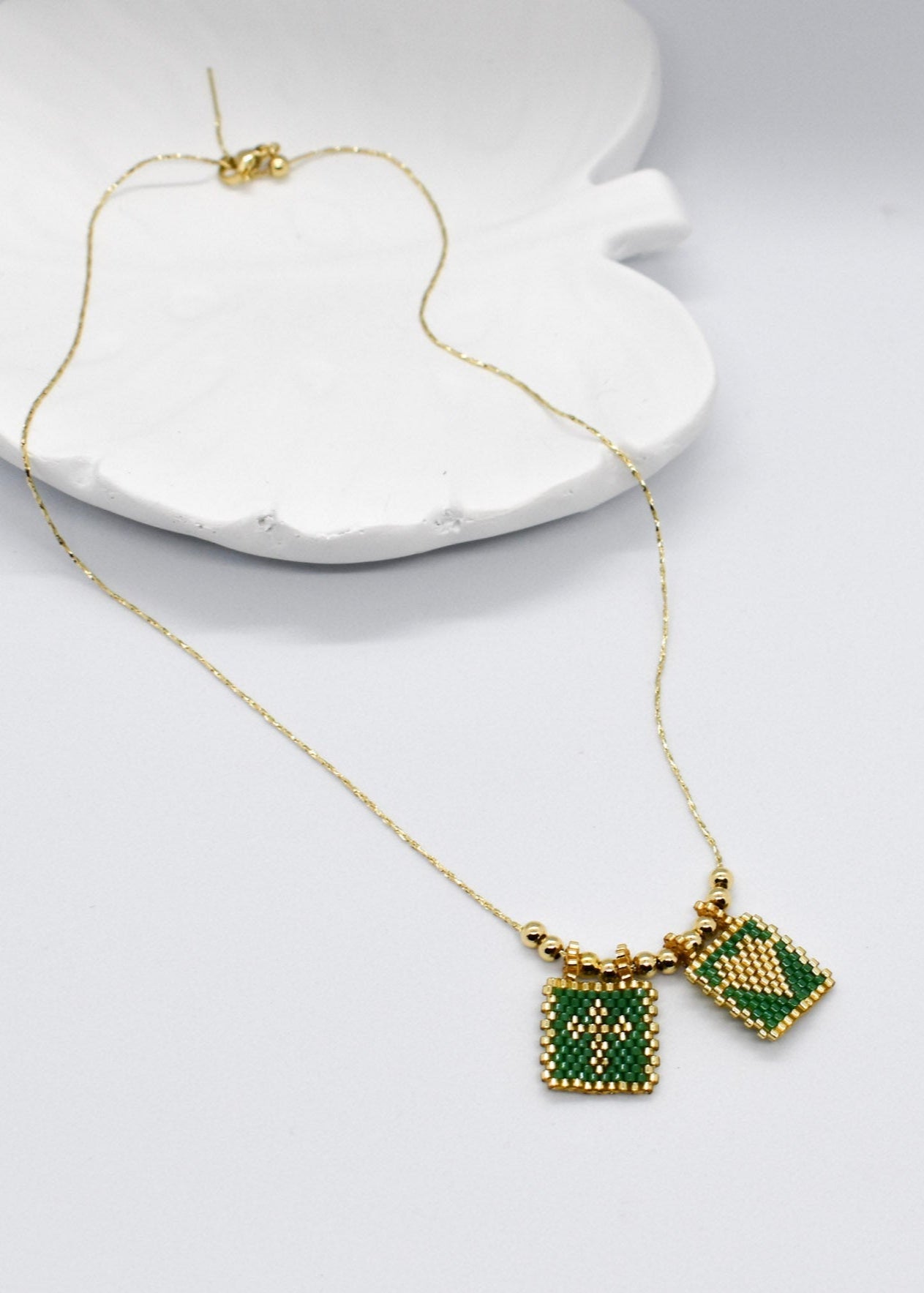 green scapular necklaces miyuki