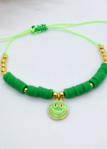 Happy face heishi beads bracelet