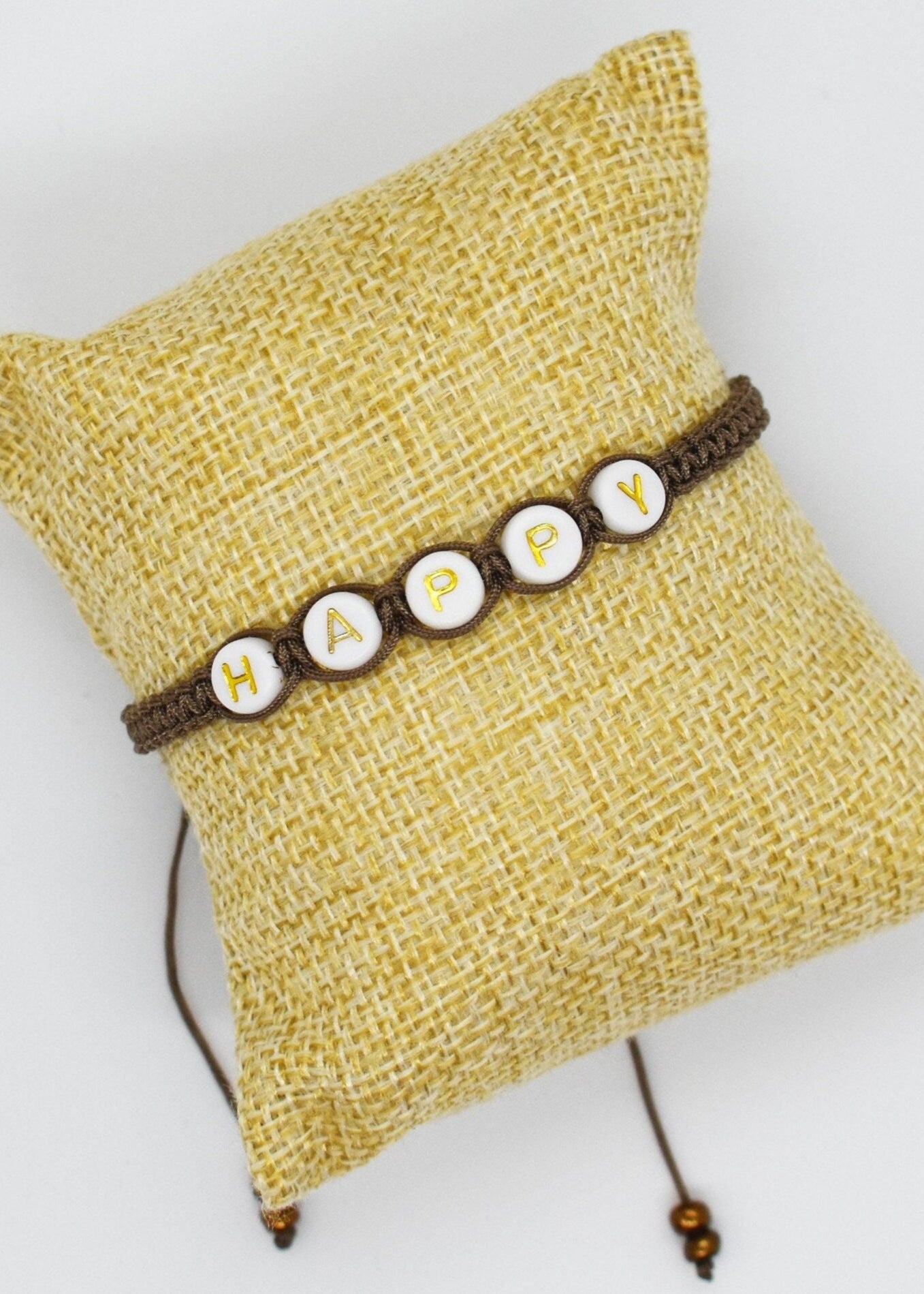 happy brown macrame bracelet