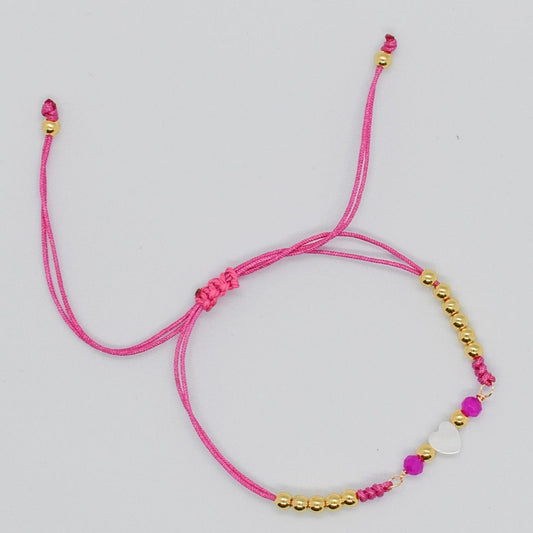 heart crystal bracelets fuccia
