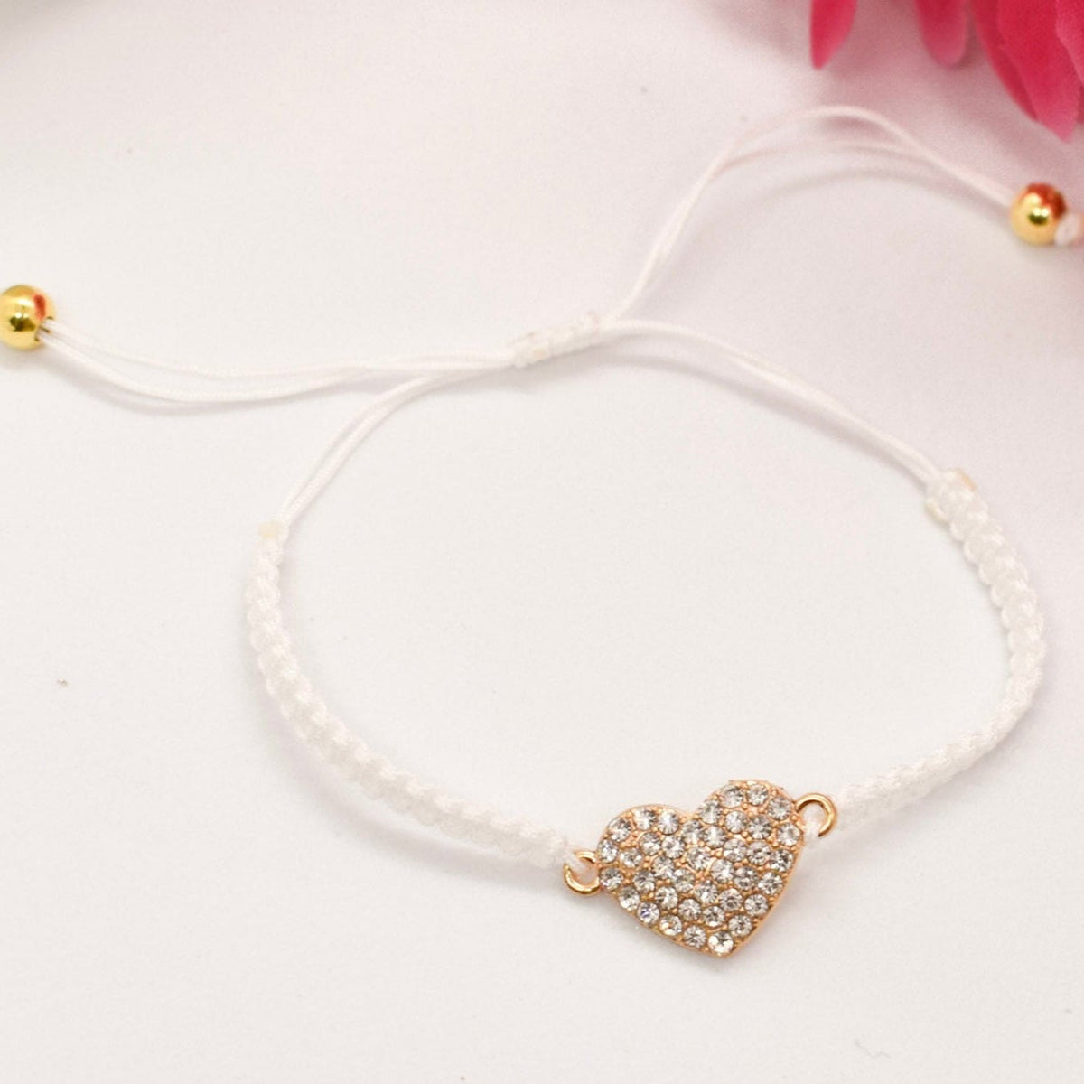 heart strass bracelet white