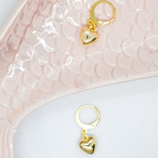 Heart charm hoops on a tray