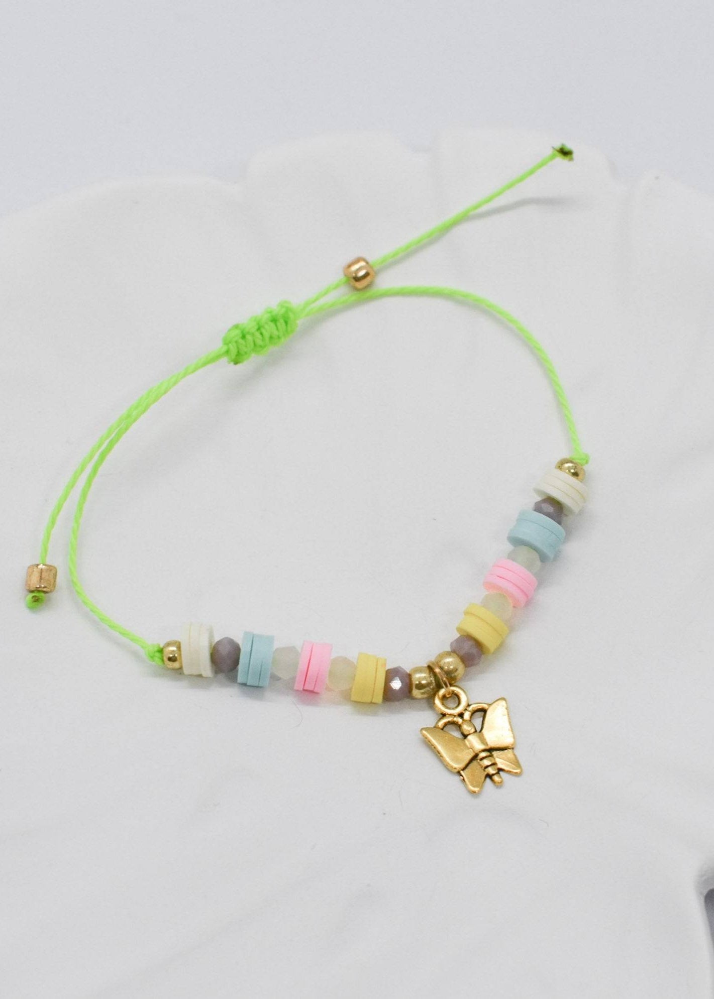 heishi butterfly bracelet