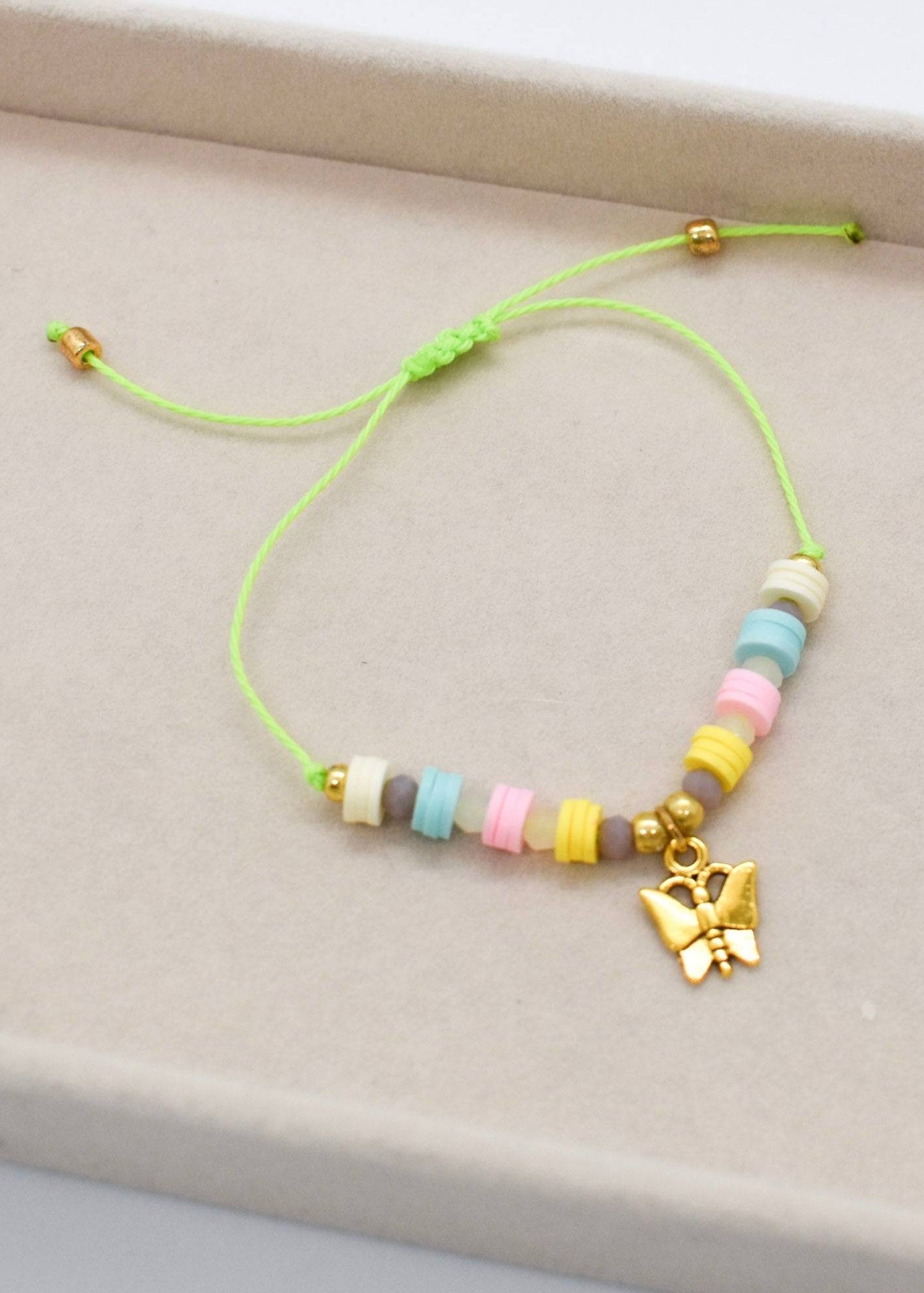 heishi butterfly bracelets