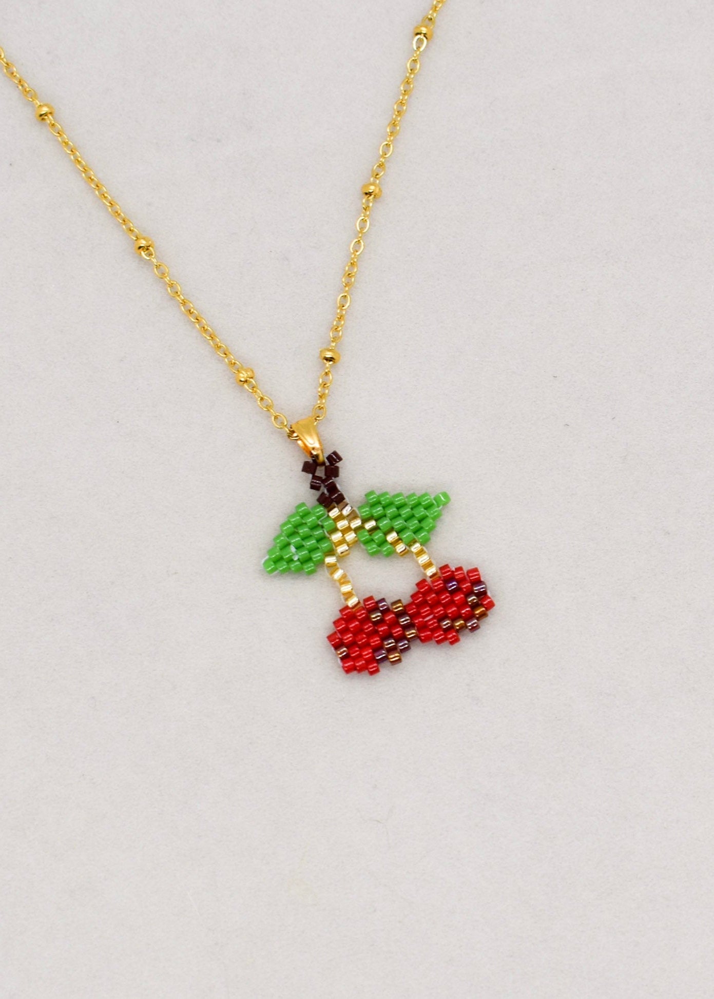 miyuki cherry necklaces