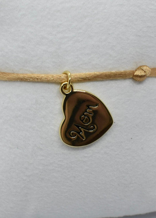 mom beige bracelet with heart charm
