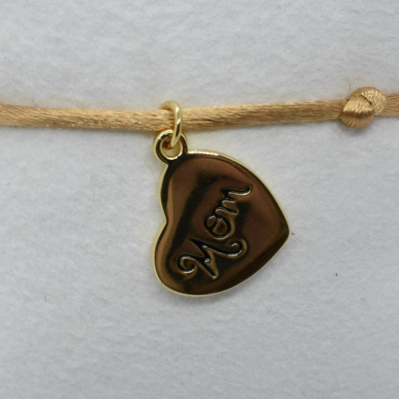 mom beige bracelet with heart charm