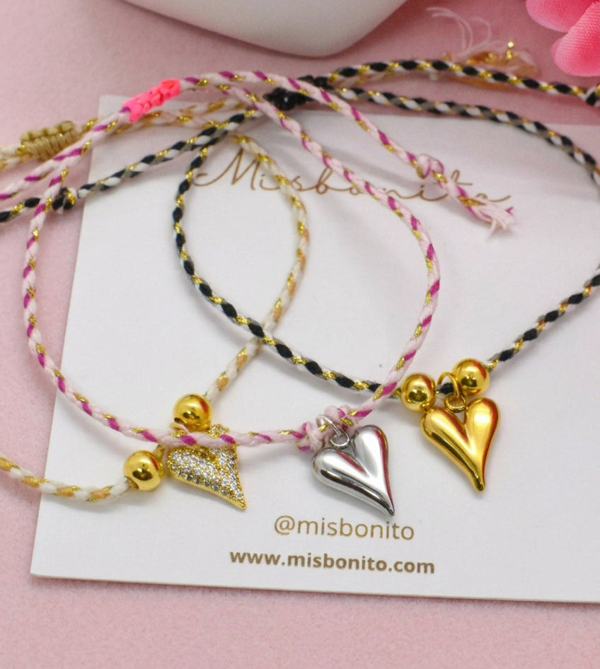 mom heart cotton cord bracelet