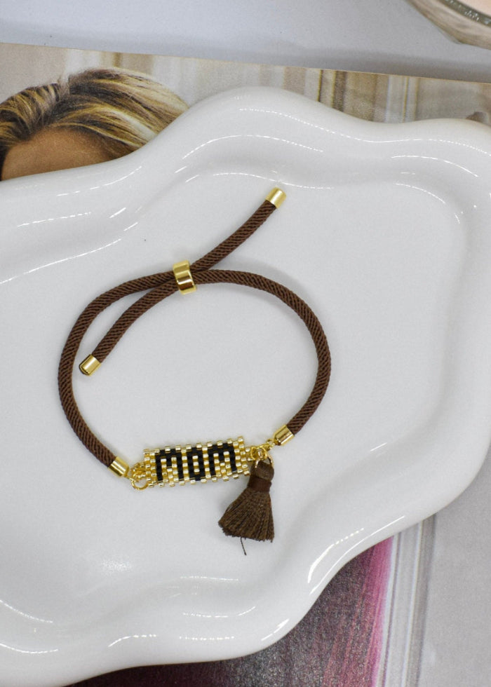 moms personalized bracelet with tassel