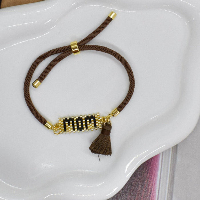 moms personalized bracelet with tassel