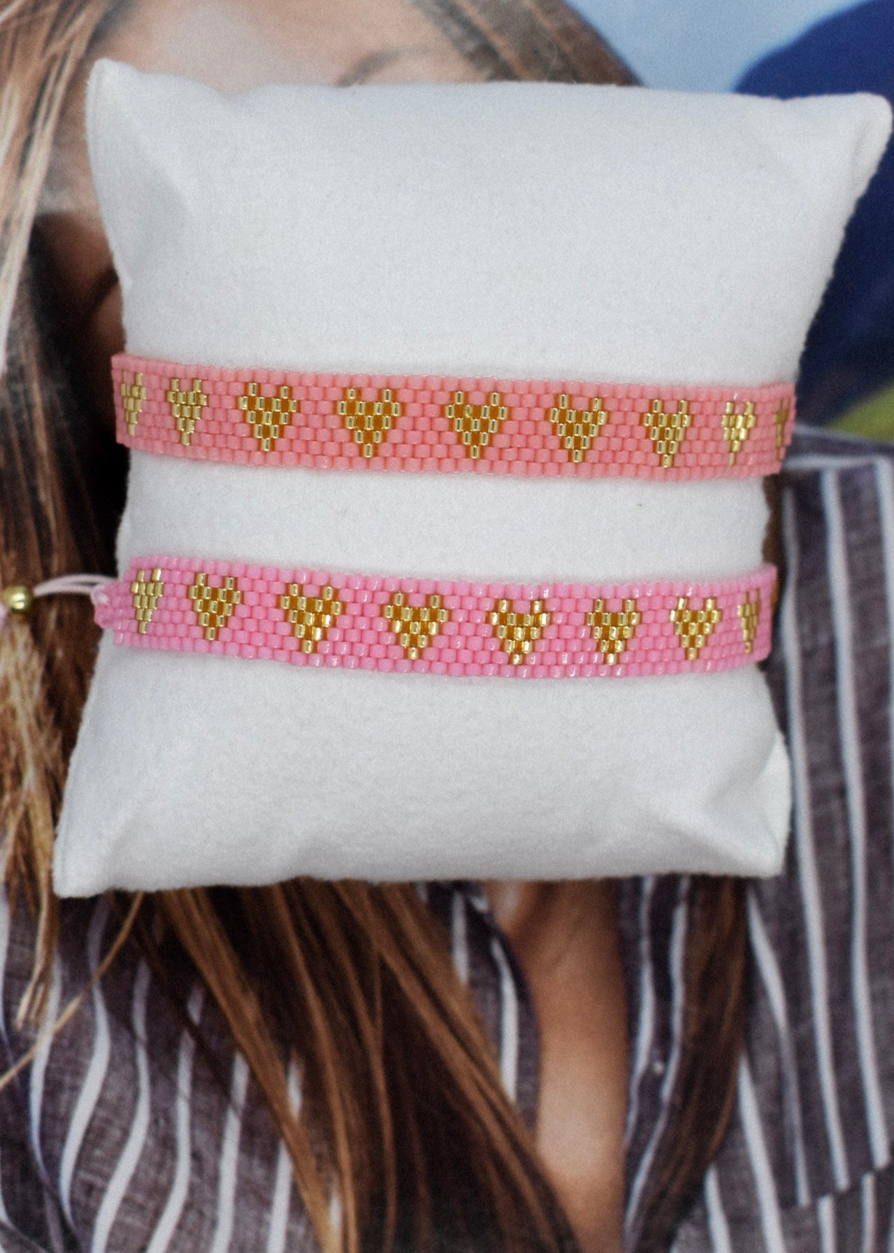 multi heart pink beadaed bracelets