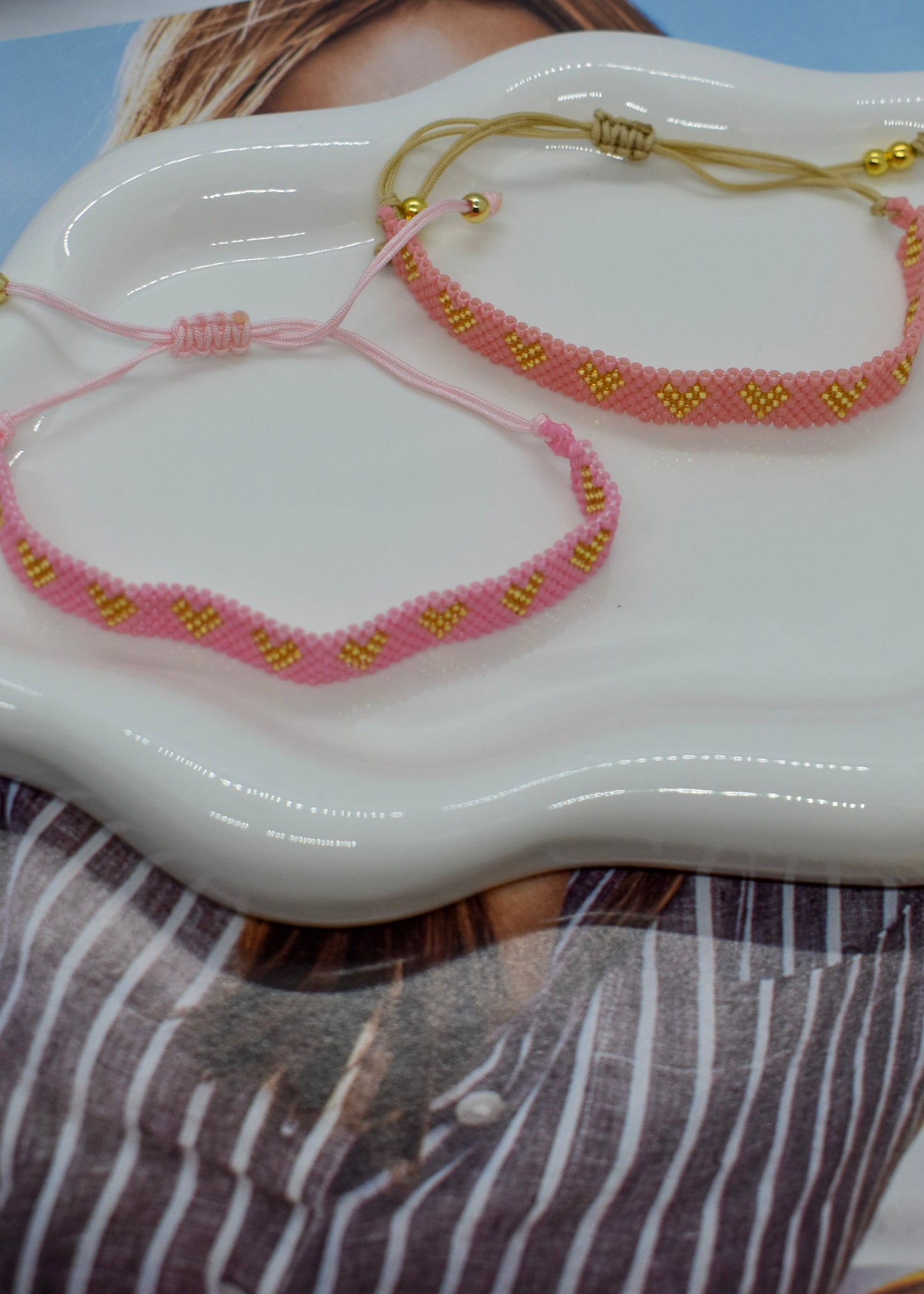multi heart pink beadaed braceletsdos