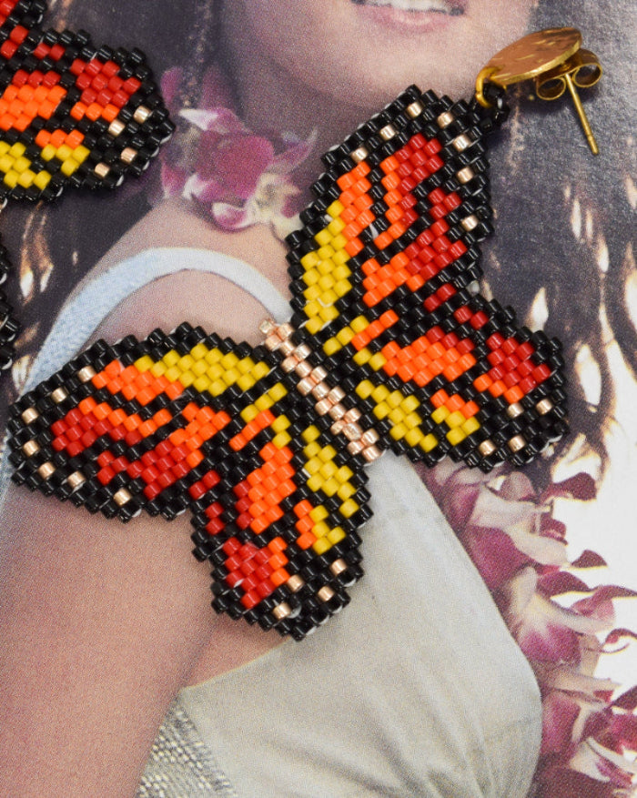 orange big butterfly earrings
