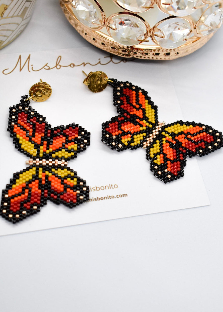 orange butterfly big earrings