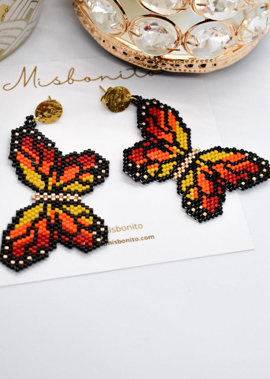 orange butterfly big earrings