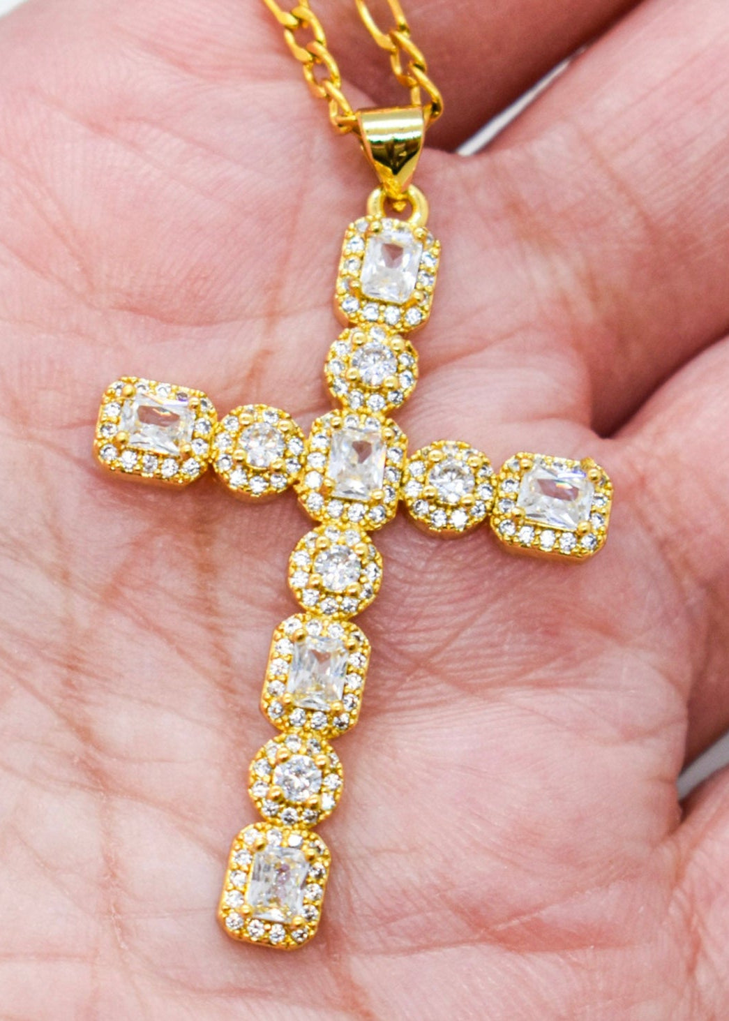 pave cross necklace