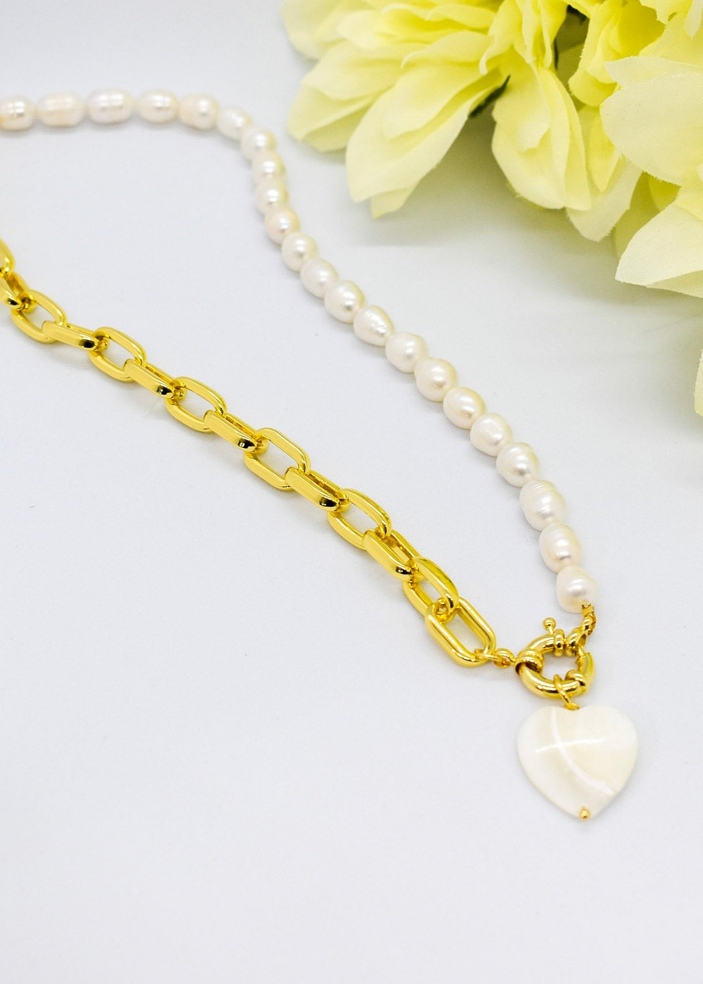 pearl and heart necklace