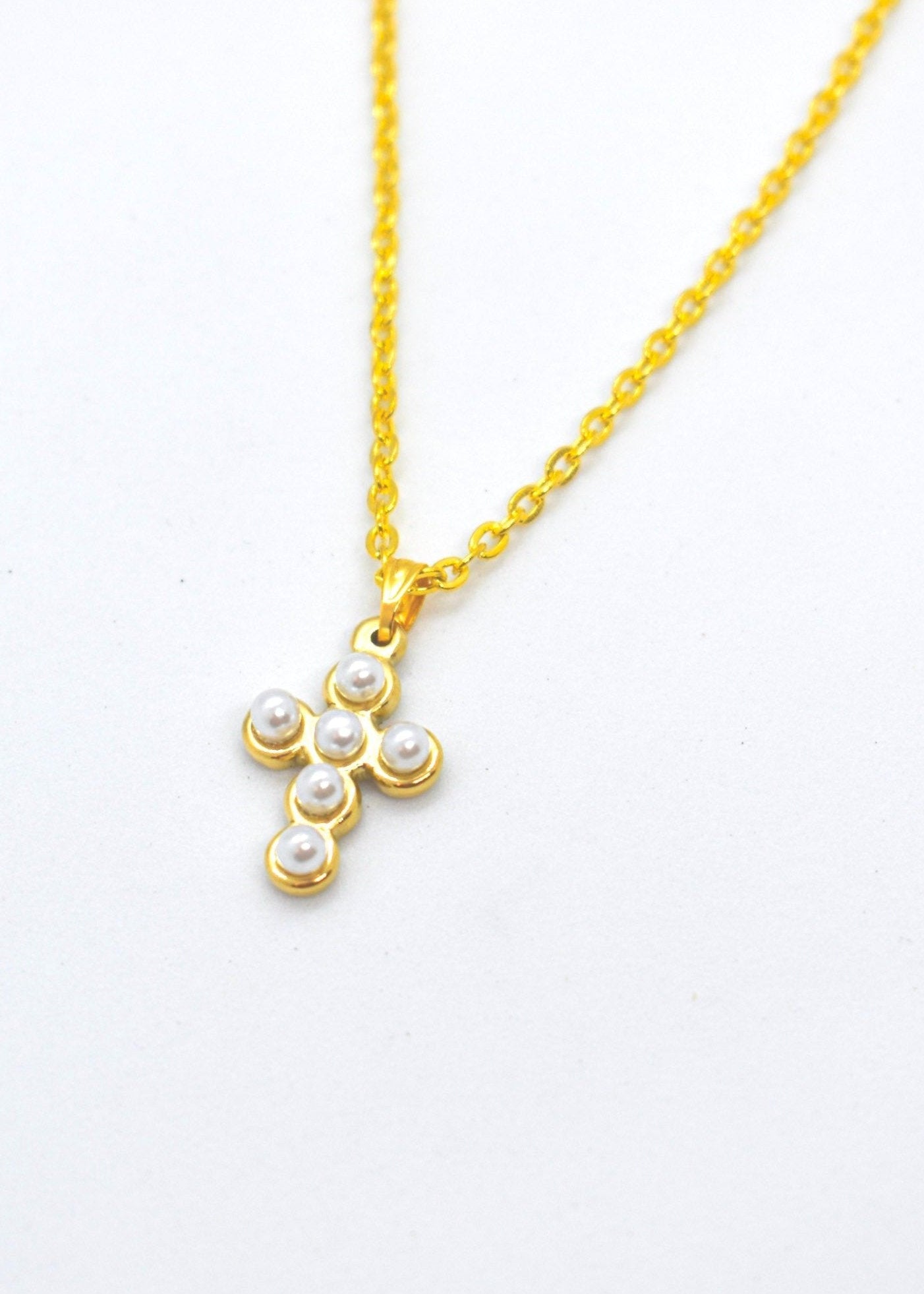 pearl cross necklace