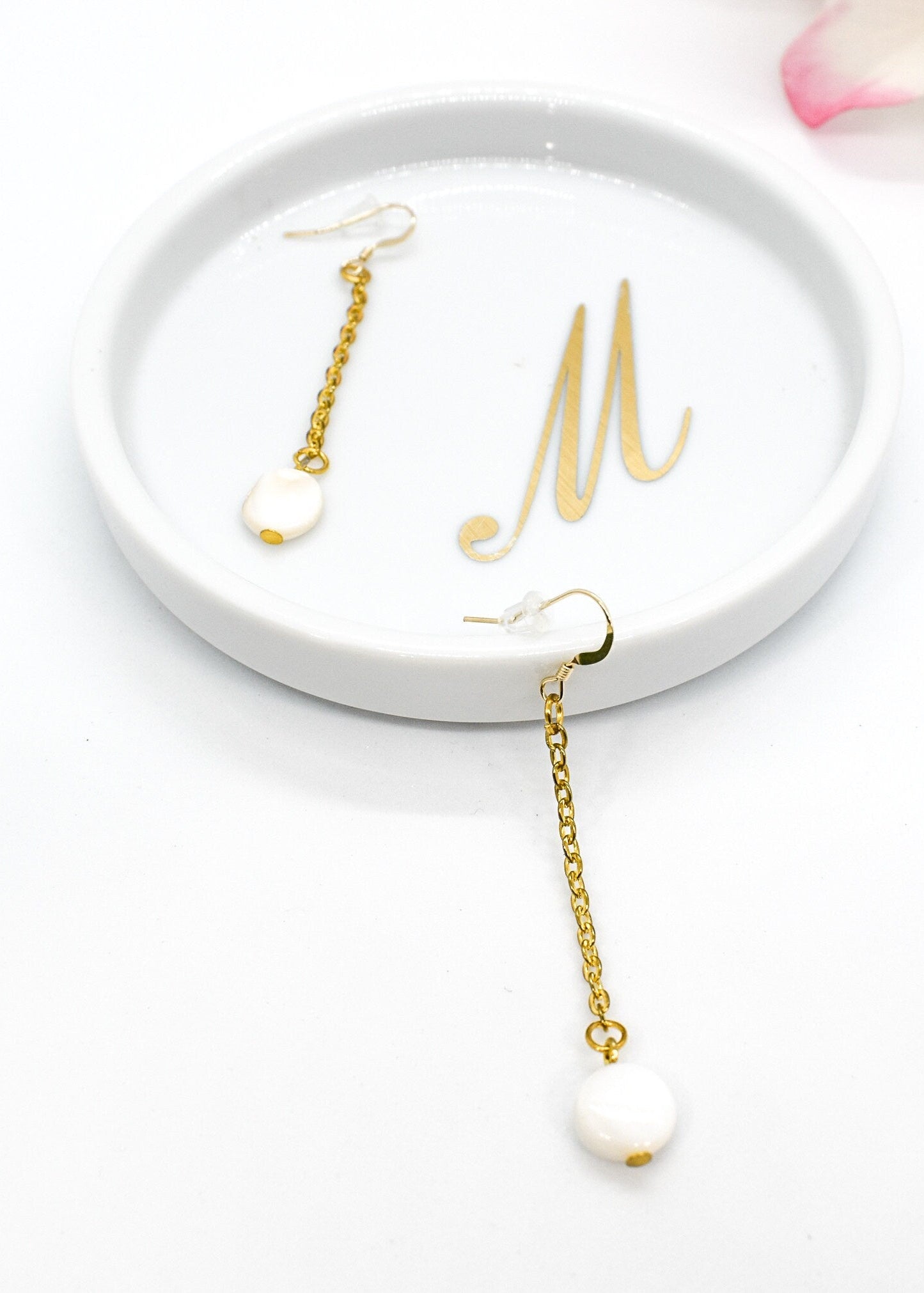 pearl flat 14k earrings