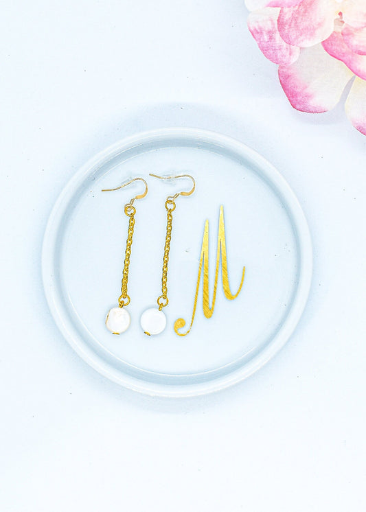 pearl flat 14k earrings