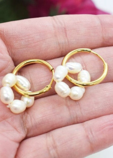 Pearl Round Hoop Earrings