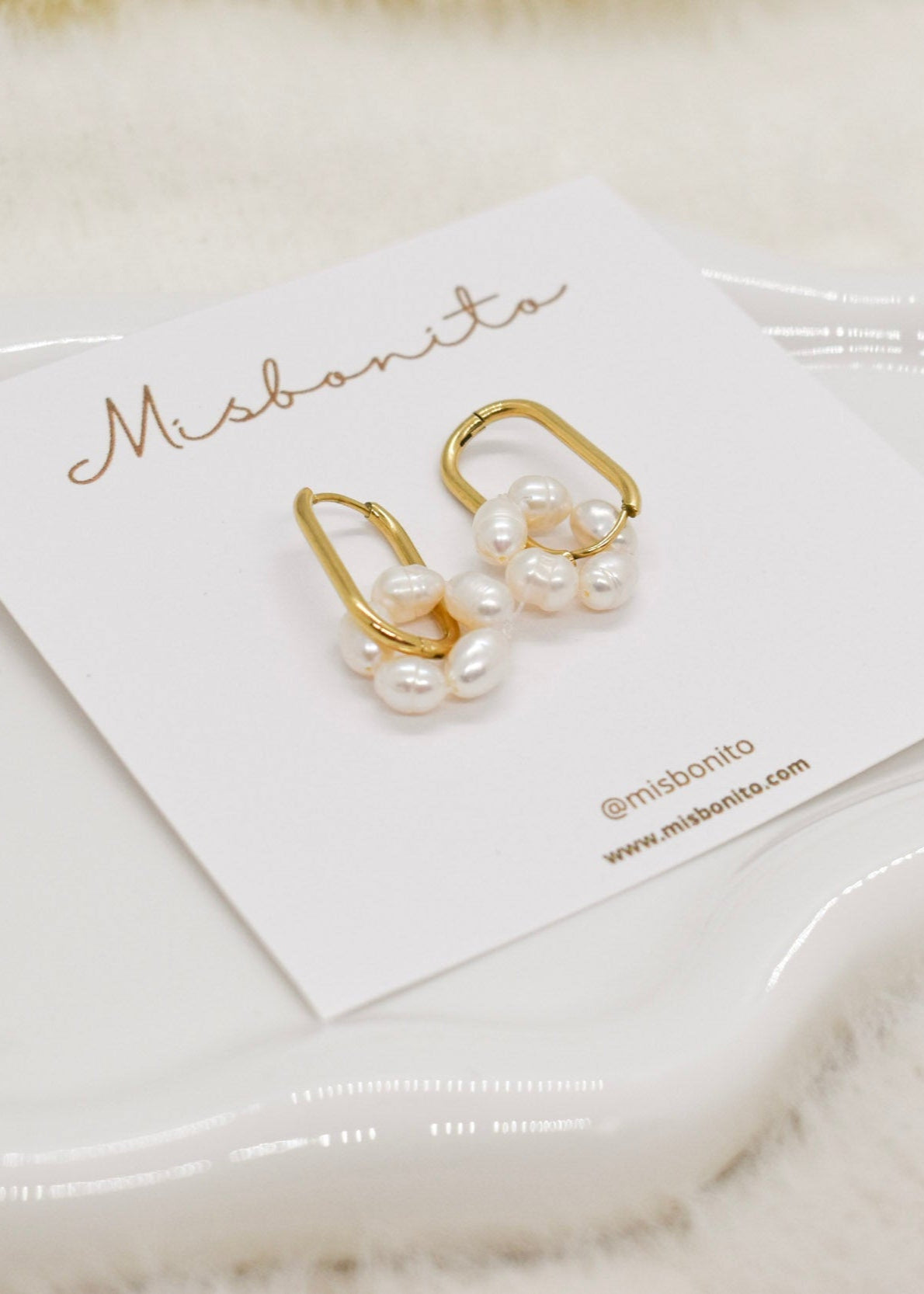 pearlrect earrings