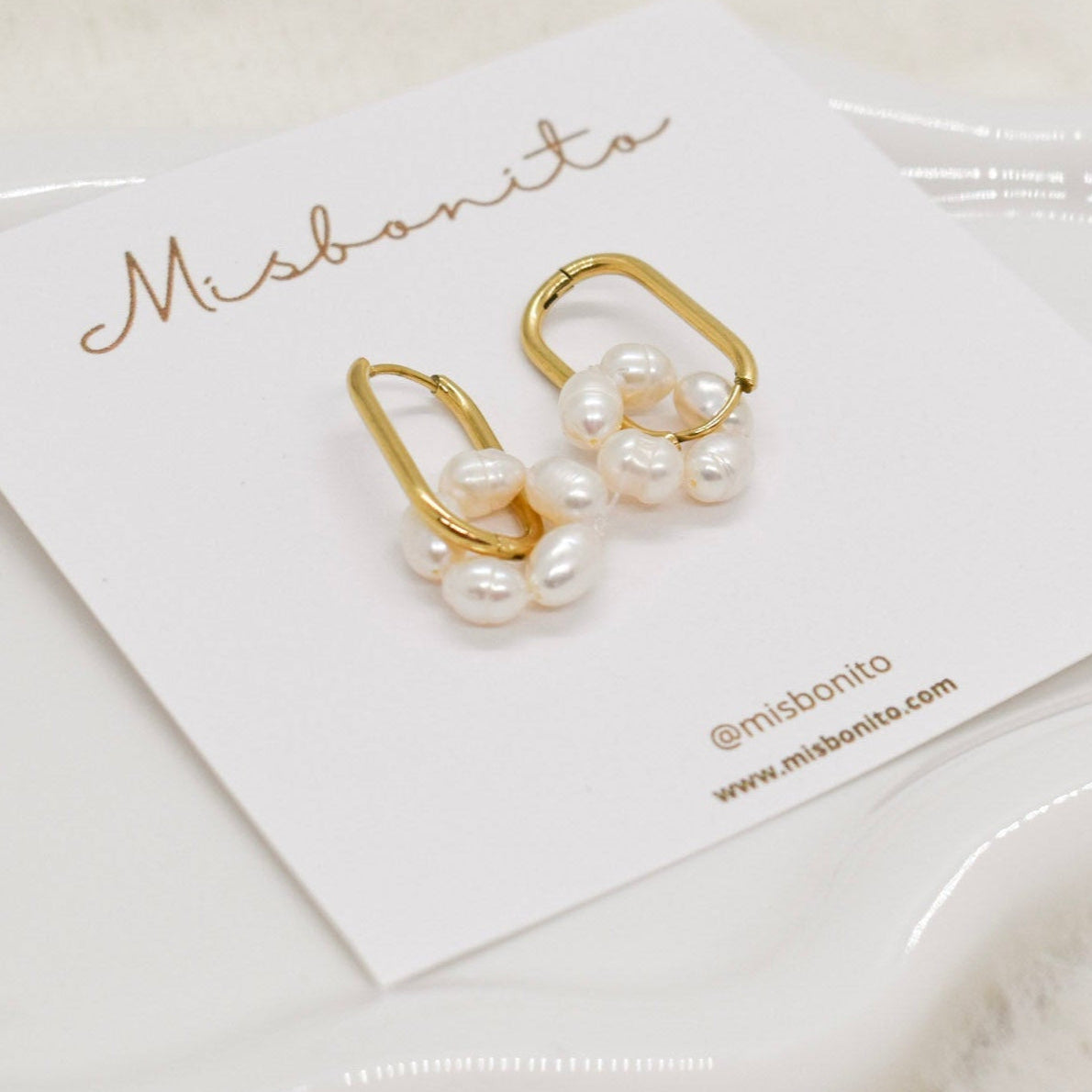 pearlrect earrings