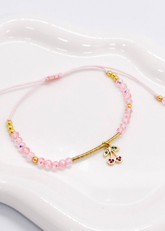 pink cherry bracelet