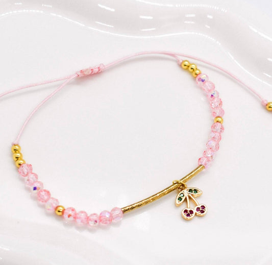 pink cherry bracelet