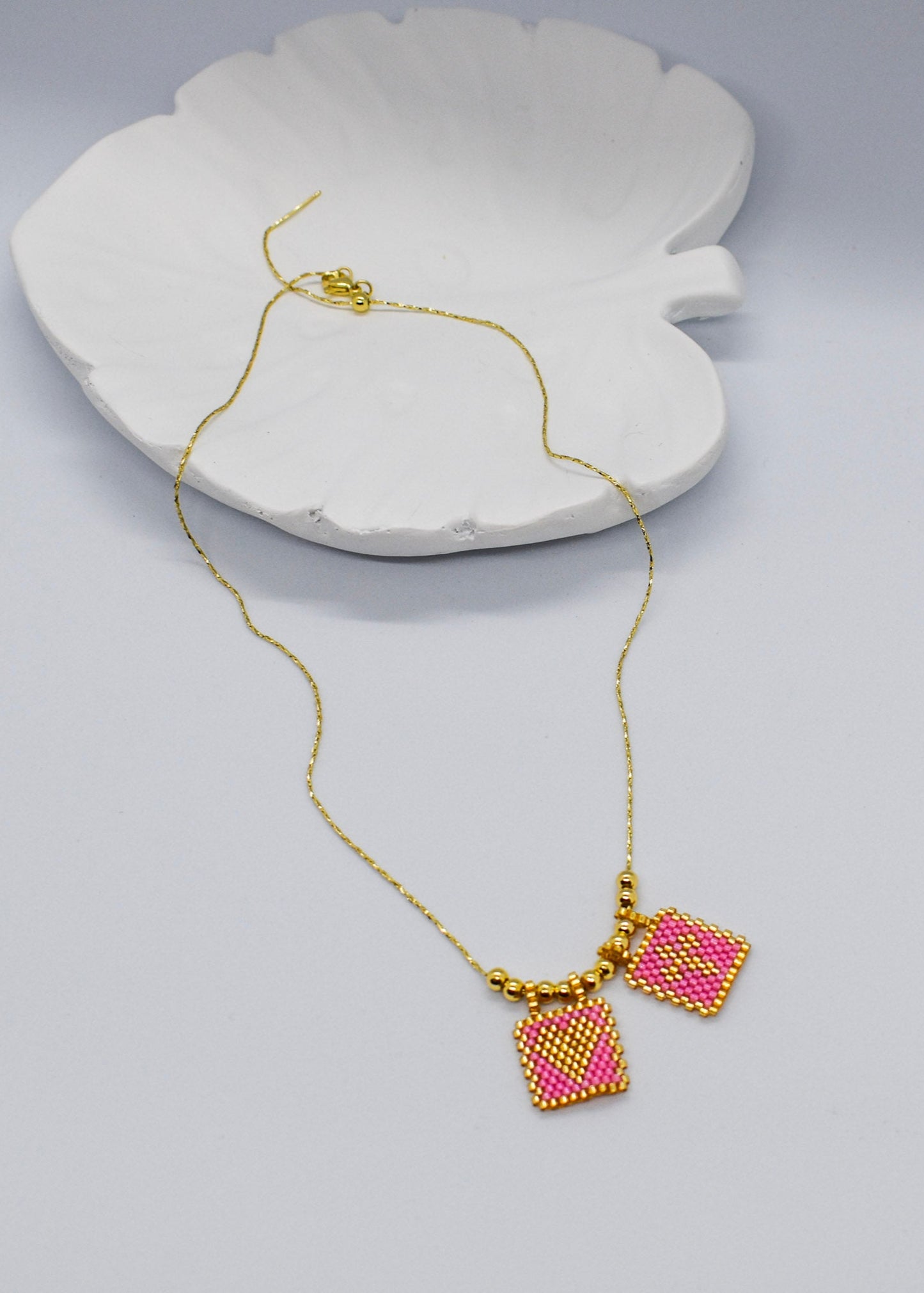 pink scapular necklaces miyuki