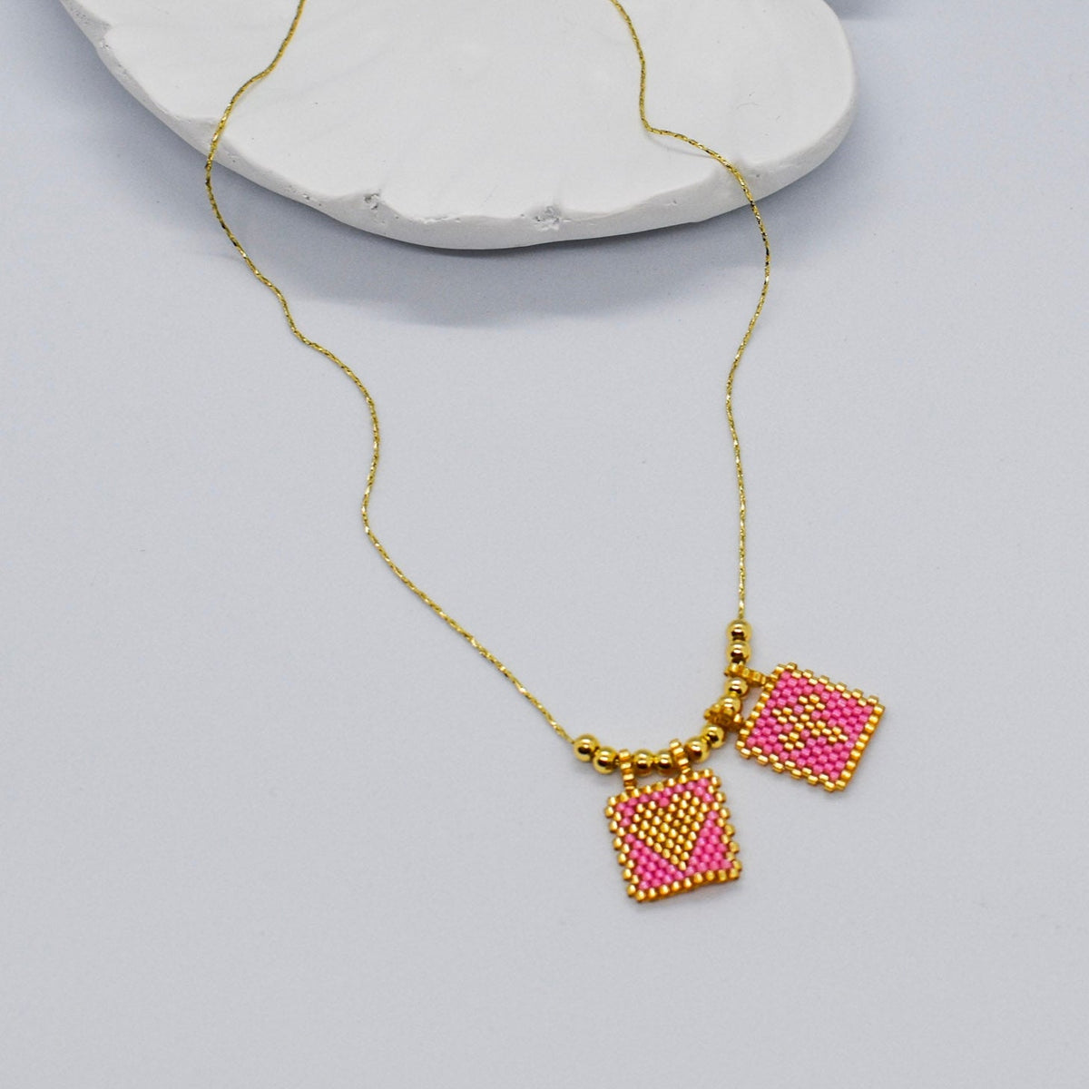 pink scapular necklaces miyuki