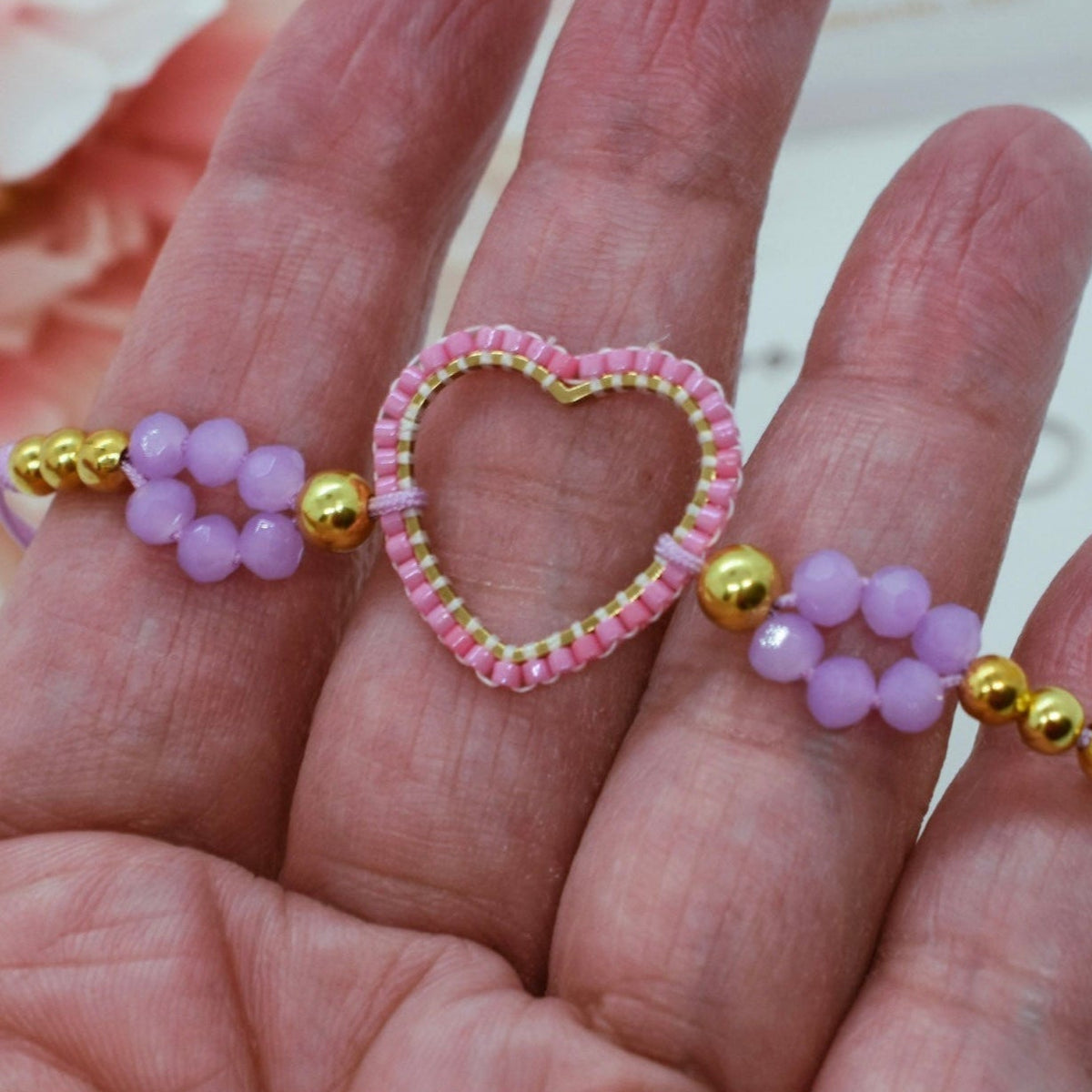 Pink heart bracelet