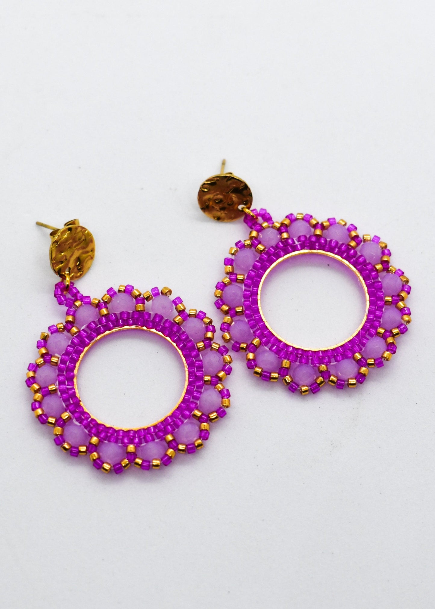 pink round earrings