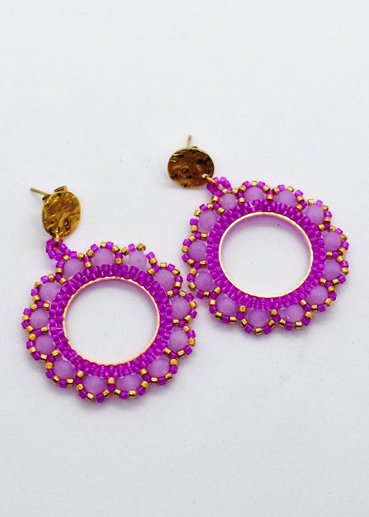 pink round earrings