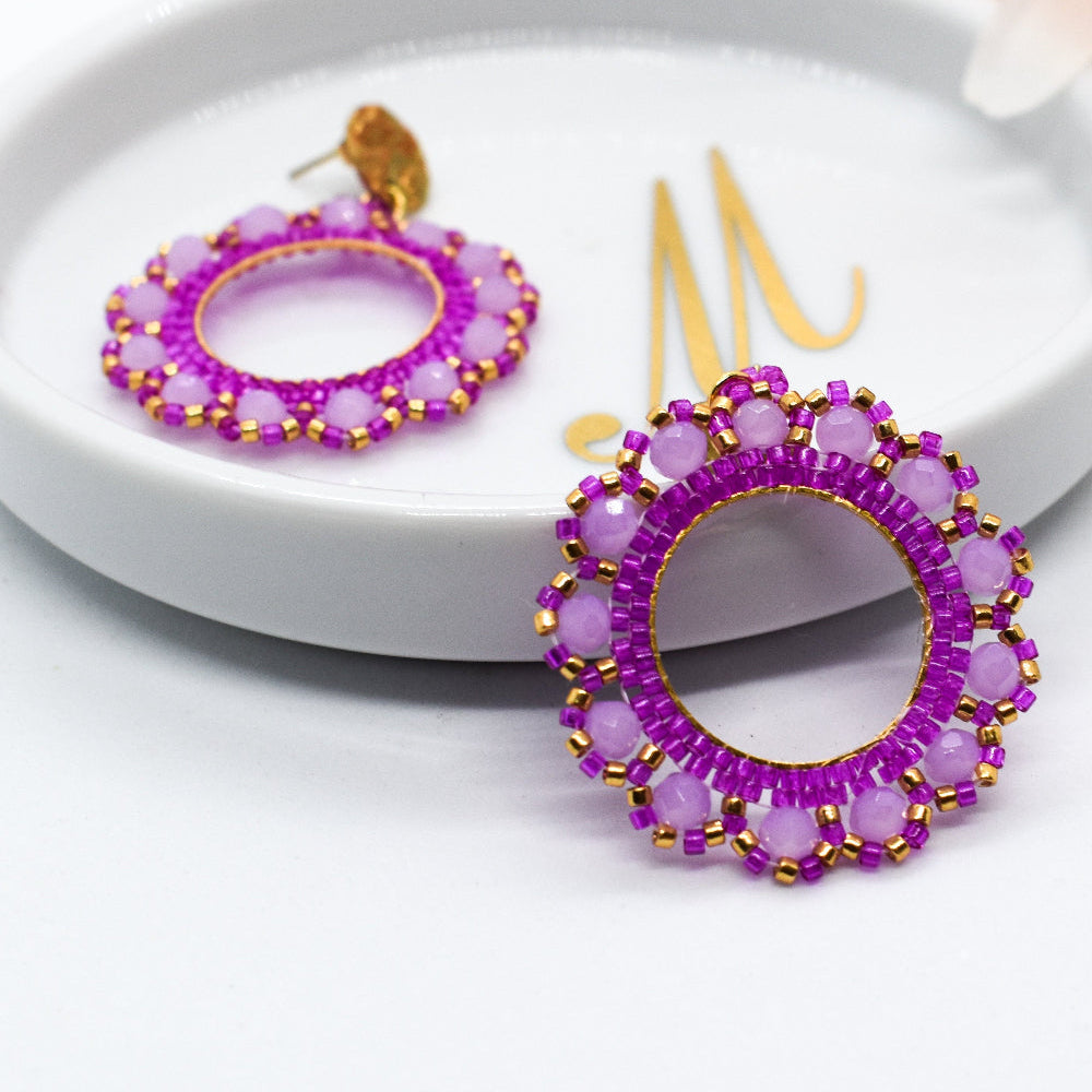pink round earrings