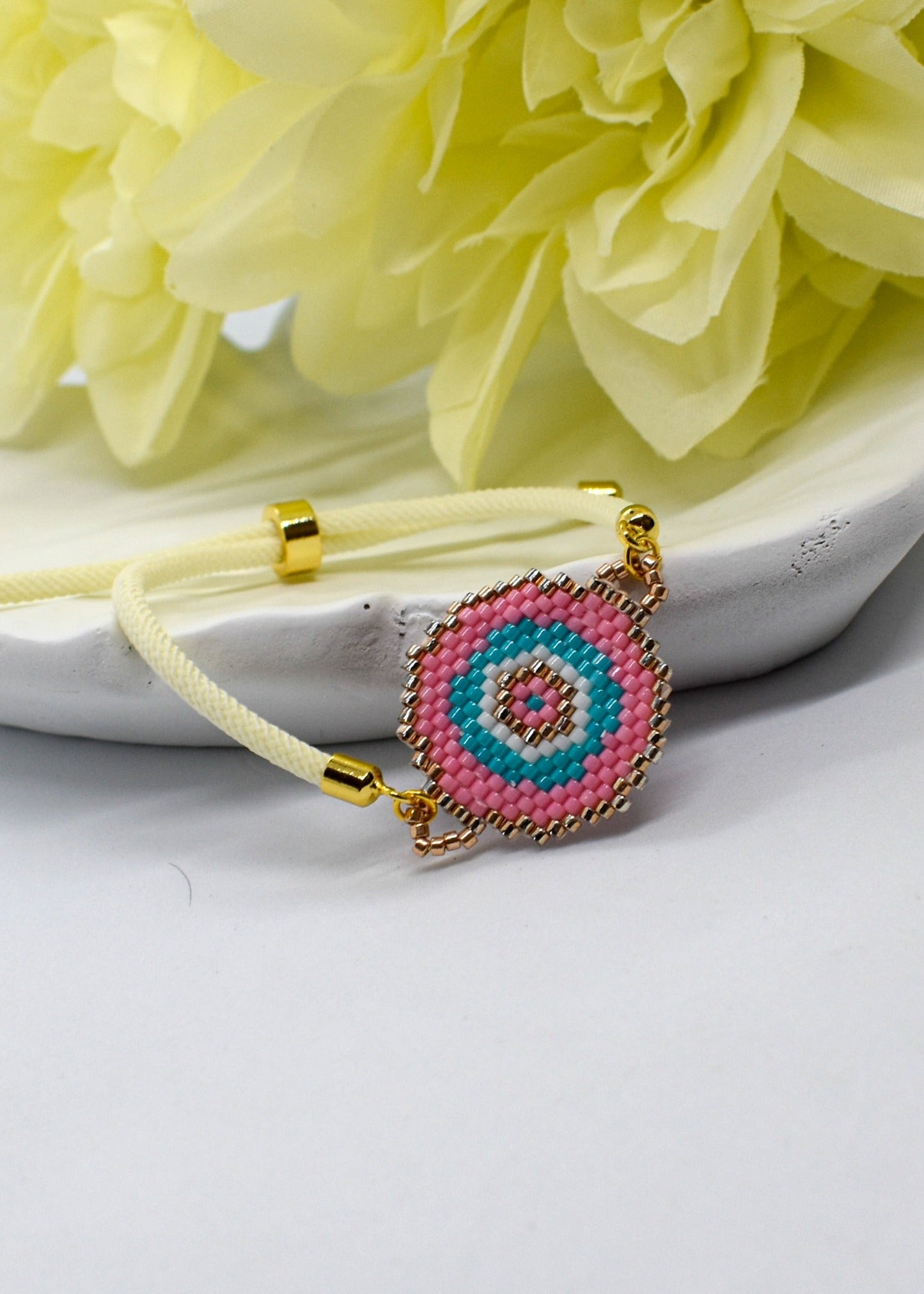 pink evil eye bracelet