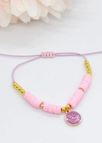 Happy face heishi beads bracelet