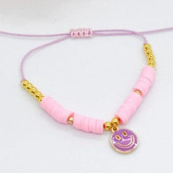 Happy face heishi beads bracelet