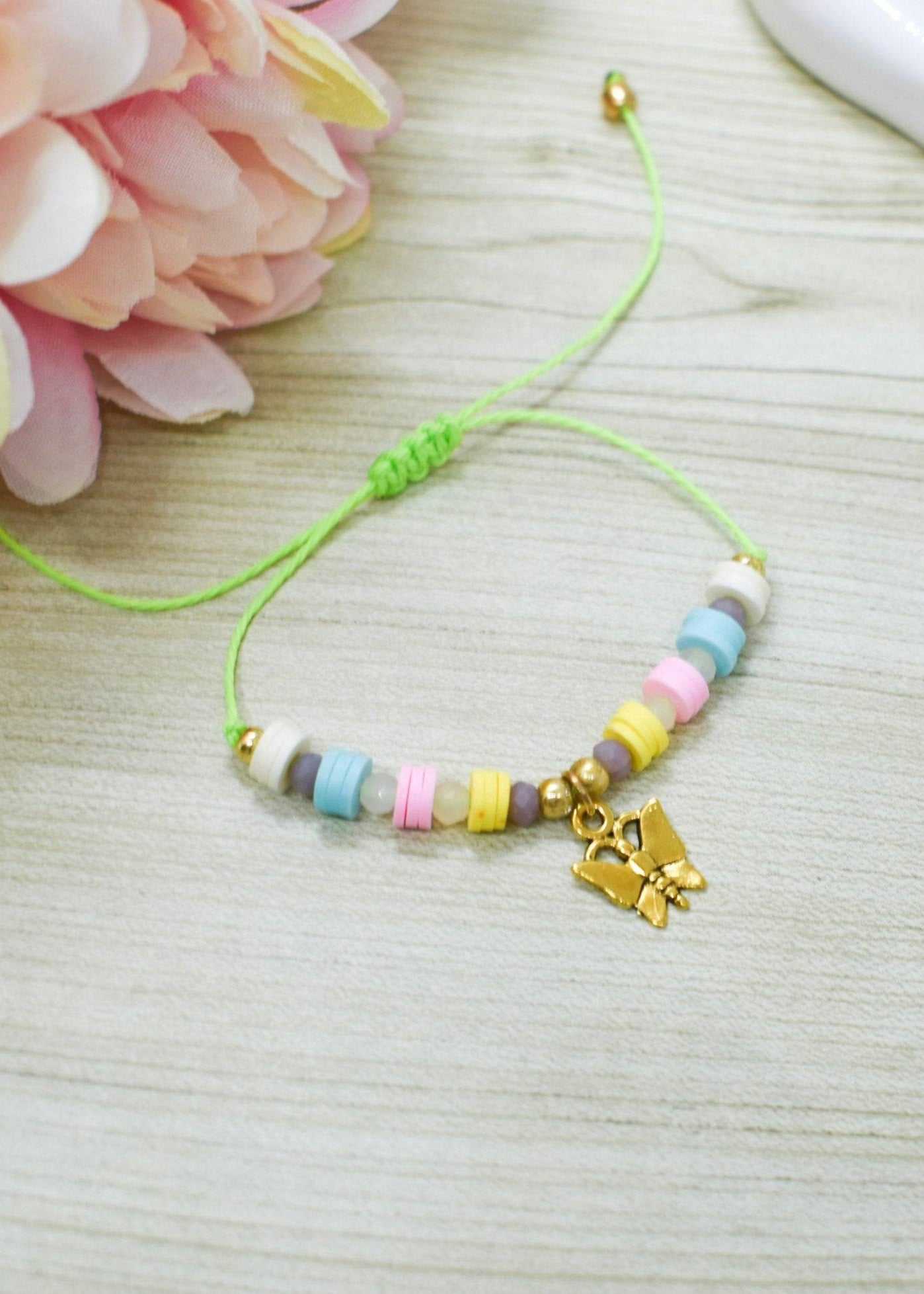 polymer clay bracelet with butterfly