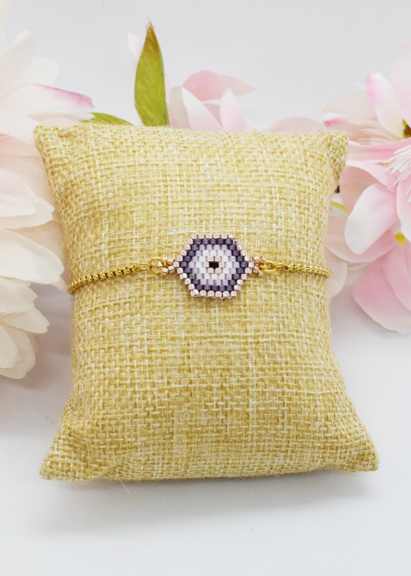 Evil eye Purple beaded bracelet