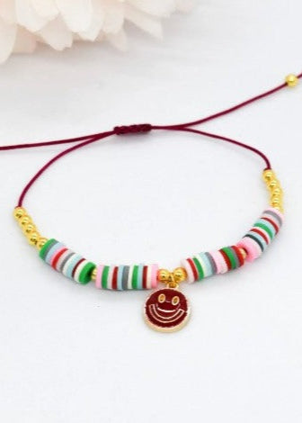 Happy face heishi beads bracelet