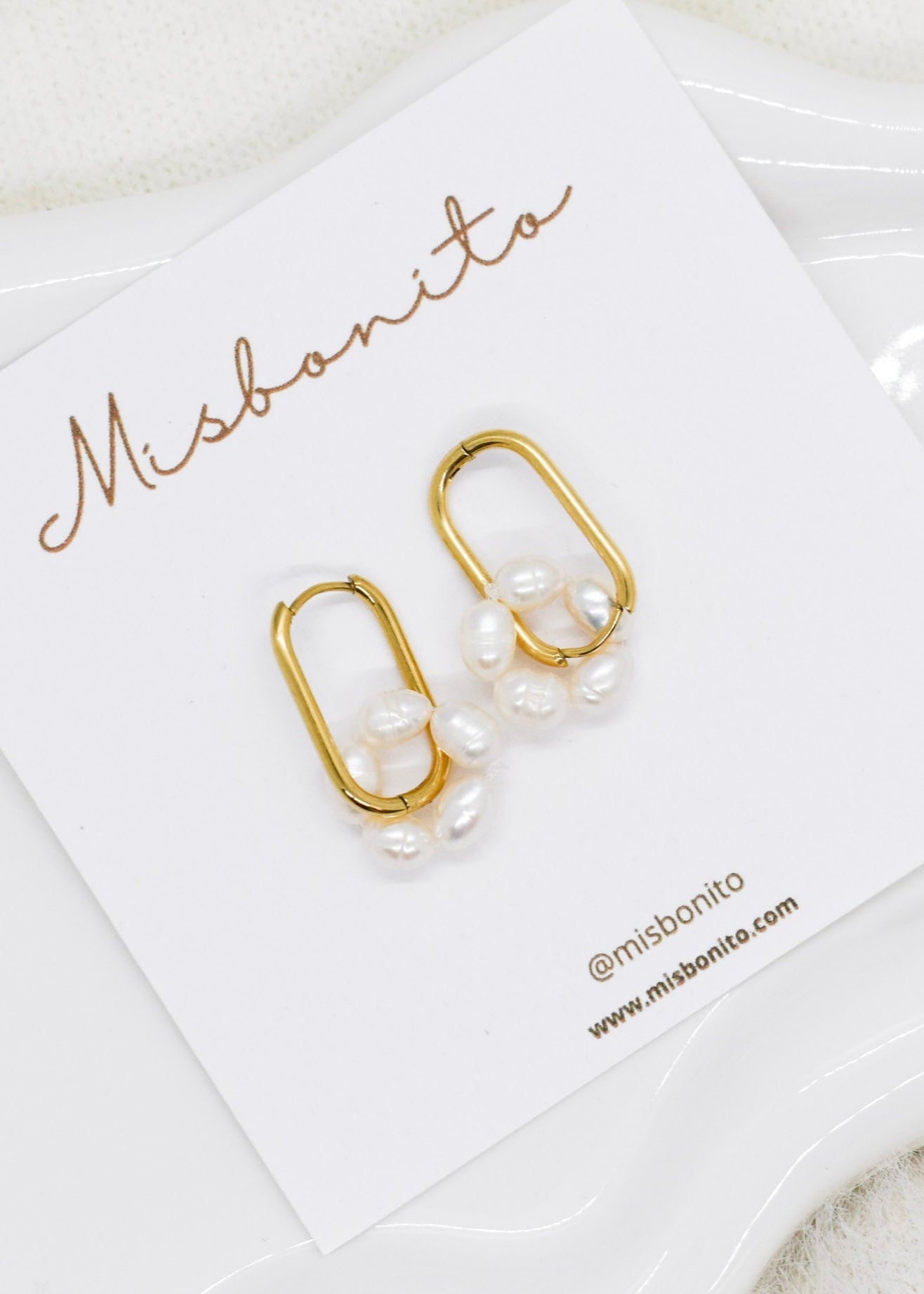 rectanglepearl earrings