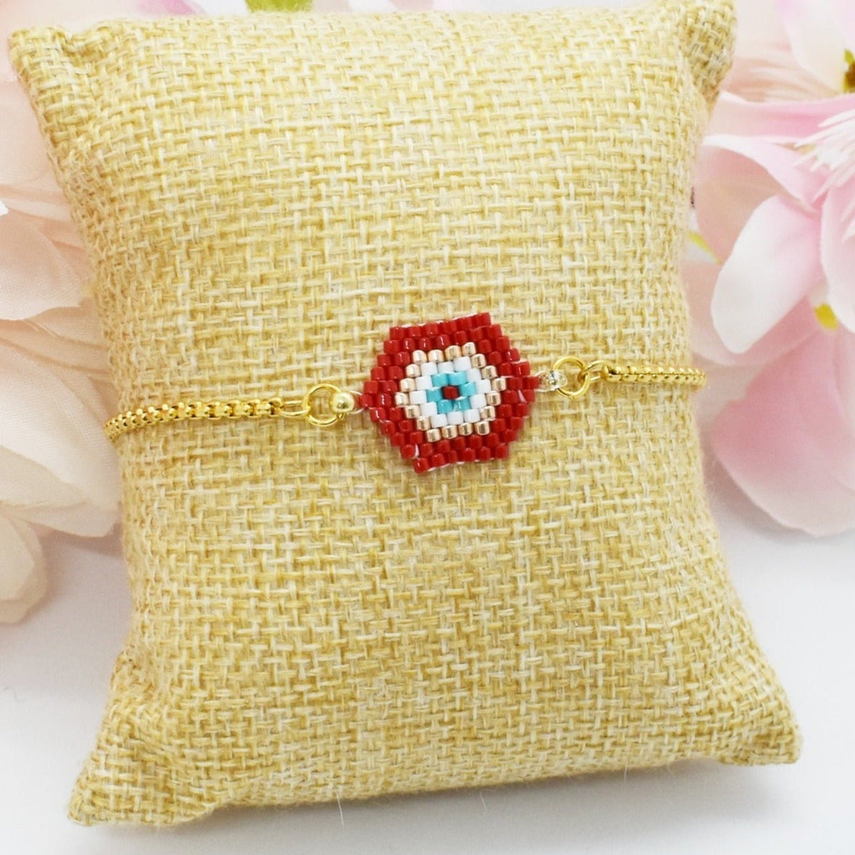 Evil eye Red beaded bracelet